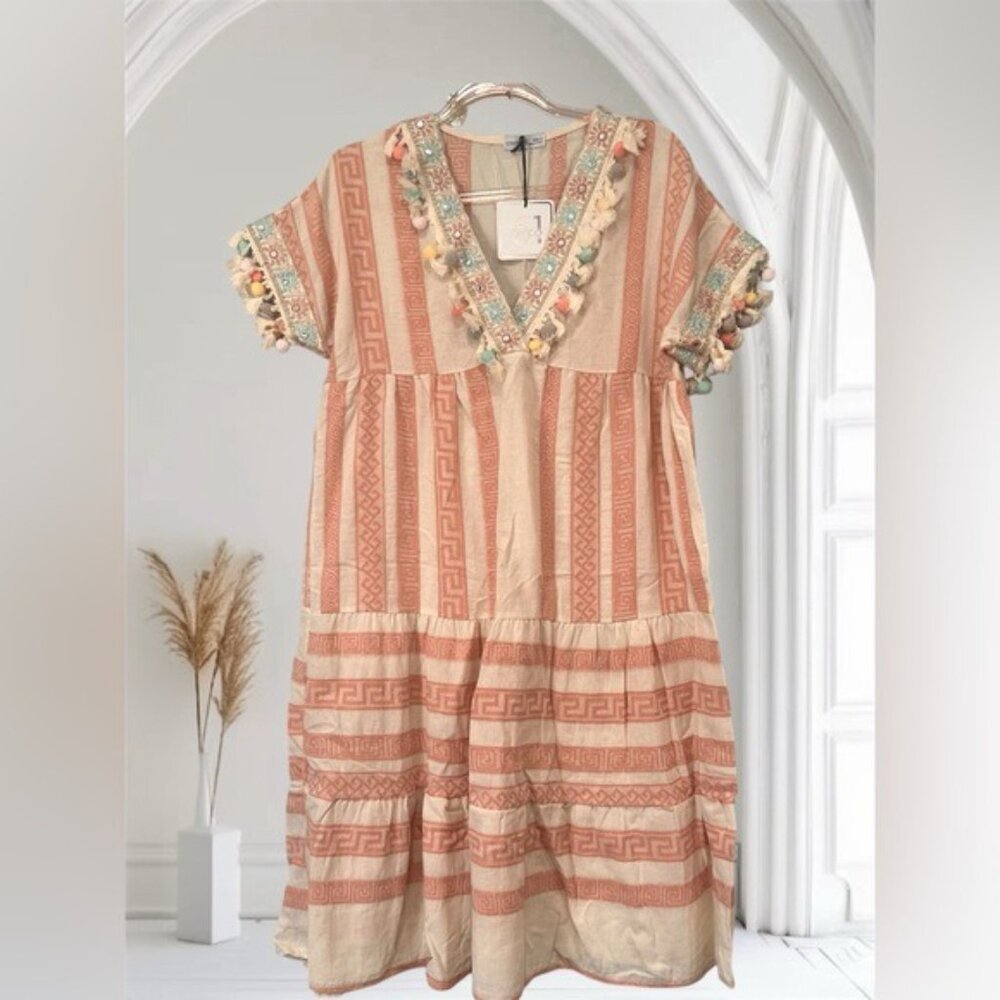 Cívico 51 rose white boho dress size M - Picture 3 of 12